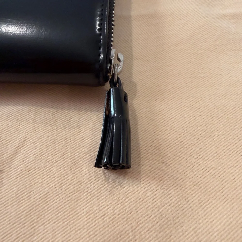 Anya Hindmarch London Black Leather Zip Around Wallet 7.5” Continental Designer